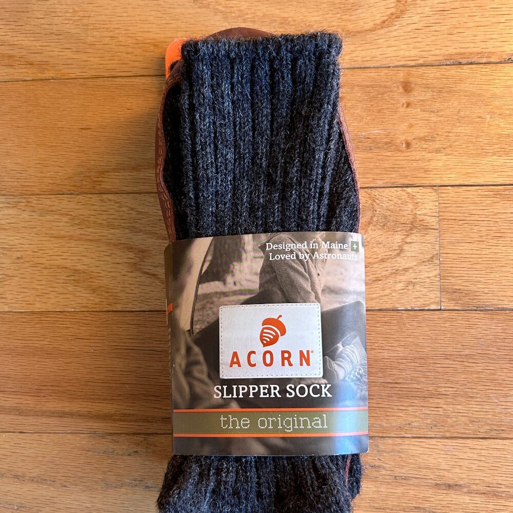 Acorn Original Slipper Sock Charcoal 8-9 Ragg Wool